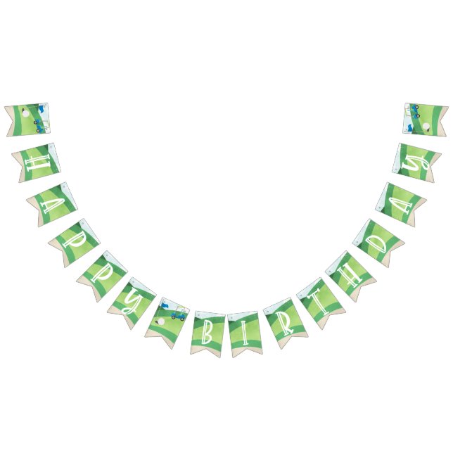 Hole in One Happy Birthday, Boy Golf Bunting Flags (All)