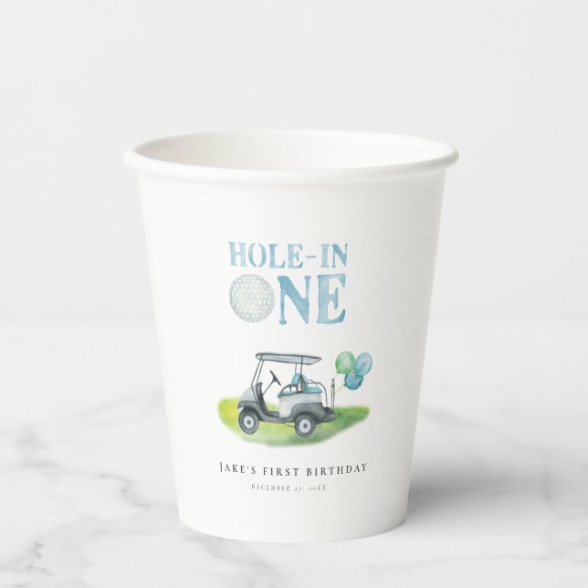 Hole-In-One Mini Golf Birthday Paper Cups (Front)