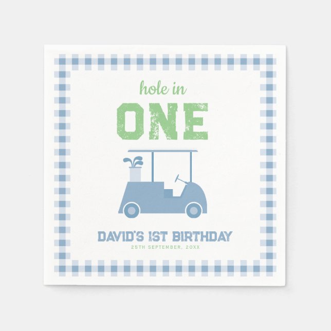 Hole in One Par Tee Boy 1st Birthday Napkin (Front)