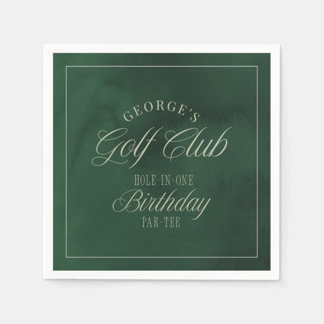 Hole-in-One Par-tee Elegant Golf Birthday party Napkin (Front)