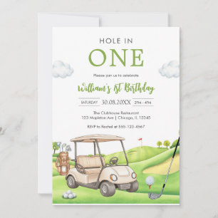 Hole In One Par-tee Golf Boy 1st Birthday Invitati Invitation