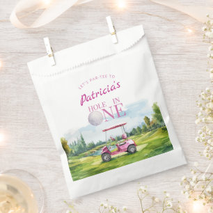 Hole In One Pink Golf 1st Birthday Favour Bag
