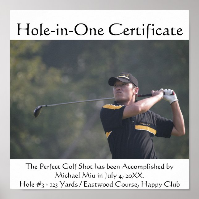 Hole-in-One Turn Your Photo To Poster Certificate (Front)