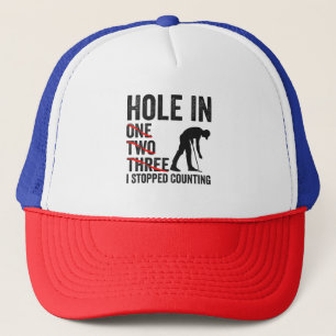 Hole in One two Tree I Stopped Counting Funny Golf Trucker Hat