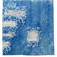 Hole on Denim Jeans. Ripped Destroyed Torn Blue je