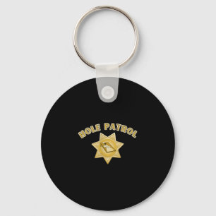 Hole Patrol Cornhole Funny Sheriff Star For A Corn Keychain