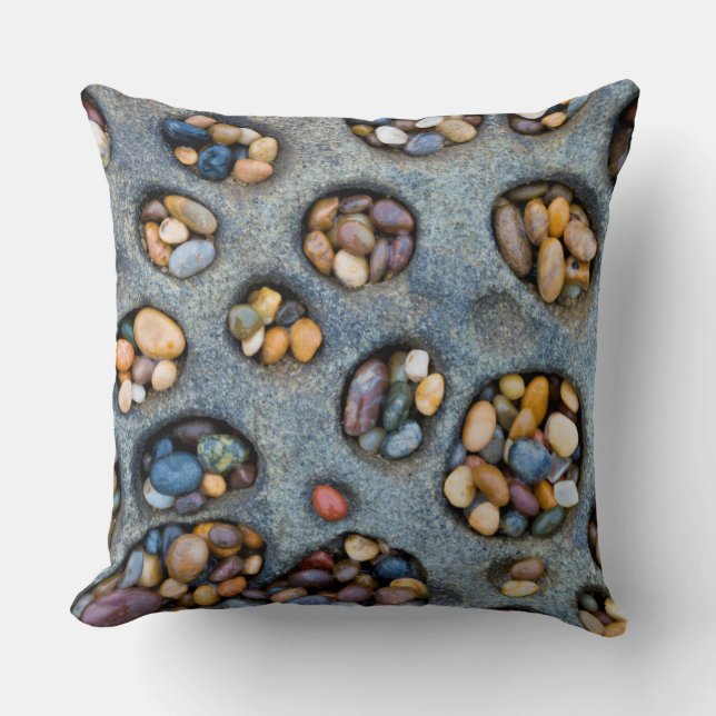 Holes filled with pebbles, CA Throw Pillow (Front)
