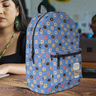 Holey Doughnuts Custom Coffee Cup Printed Backpack