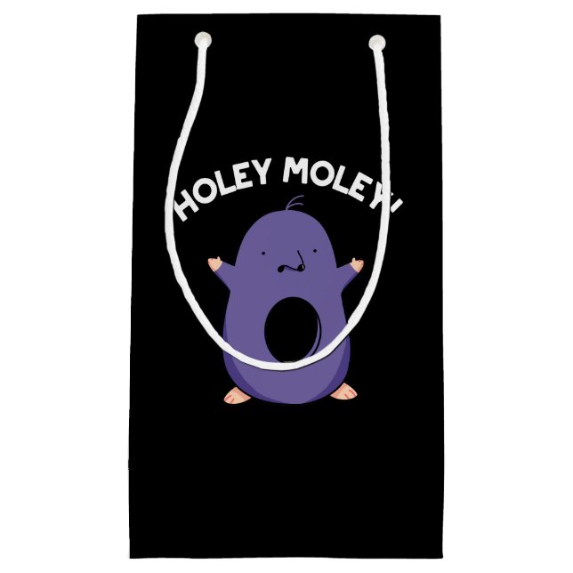 Holey Moley Funny Mole Pun Dark BG Small Gift Bag (Front)