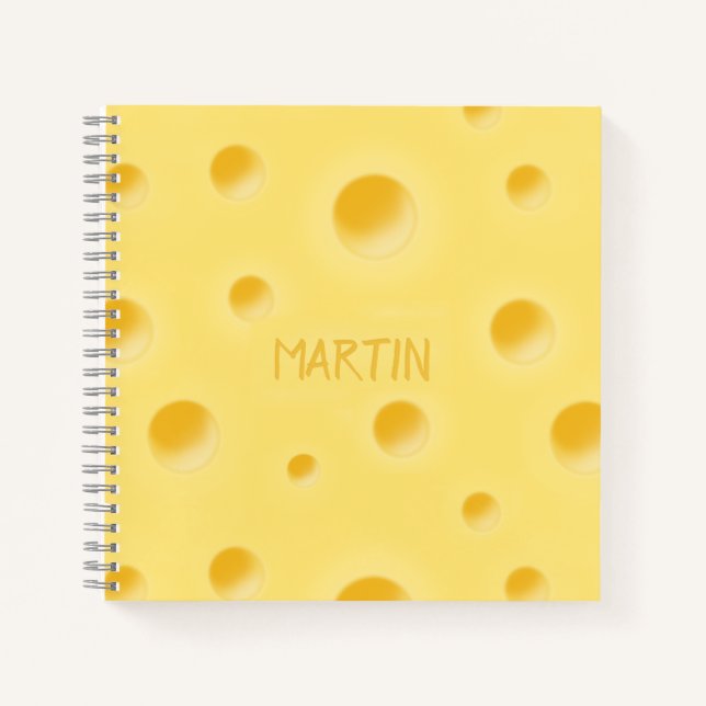Holey Swiss Cheese Personalized Yellow Cheesy Notebook (Front)
