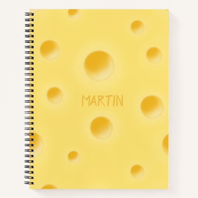 Holey Swiss Cheese Personalized Yellow Cheesy Notebook (Front)