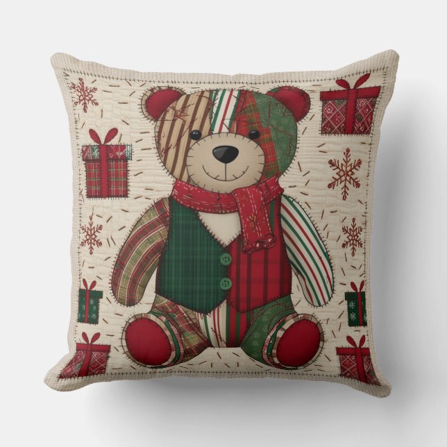 Holi-Bear Throw Pillow (Front)