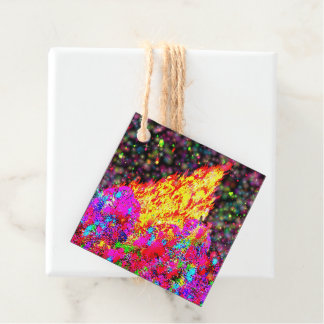 Holi bonfire with paint and sparkles favour tags