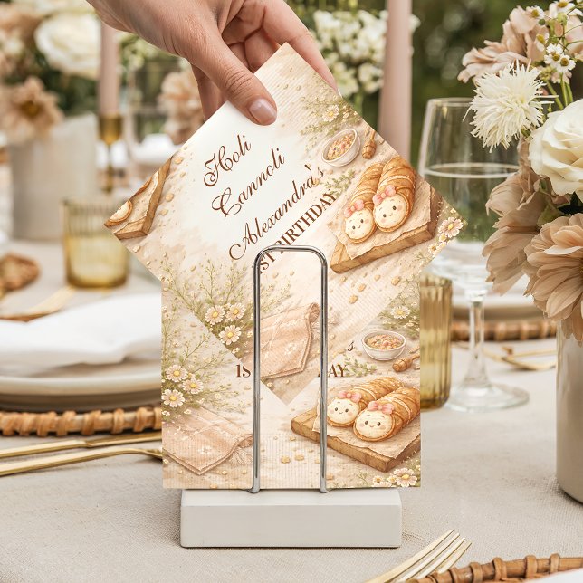 Holi Cannoli Whimsical Bakery 1st Birthday Napkin (Creator Uploaded)