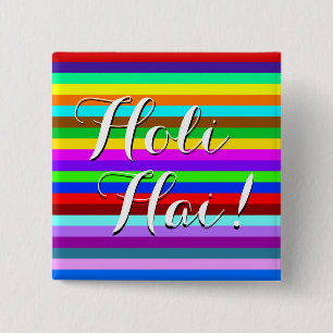 HOLI coloured Stripes pattern + your ideas 2 Inch Square Button