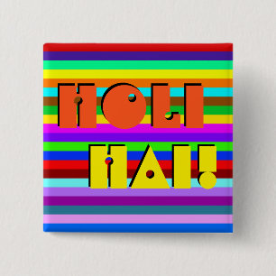 HOLI coloured Stripes pattern + your ideas 2 Inch Square Button