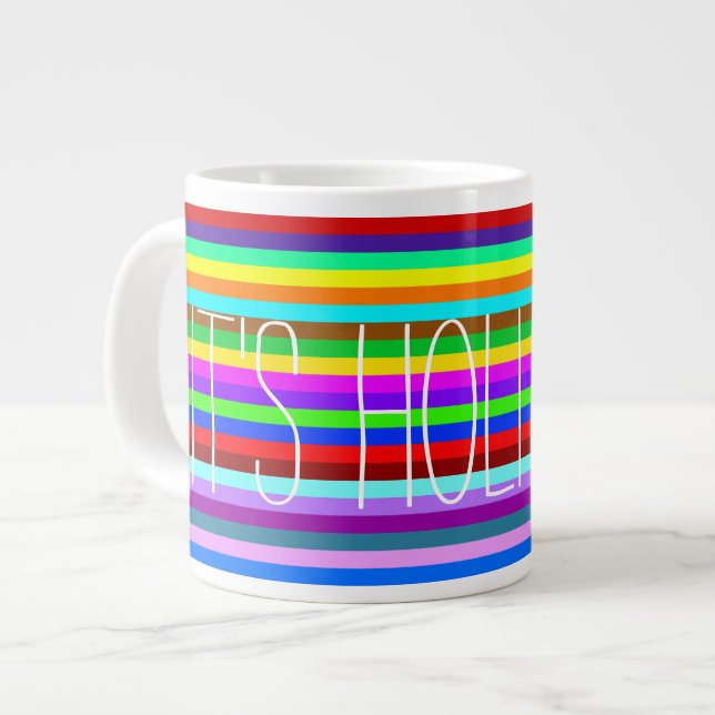 HOLI coloured Stripes pattern + your ideas Large Coffee Mug (Front Left)