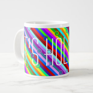 HOLI coloured Stripes Swirls pattern + your ideas Large Coffee Mug