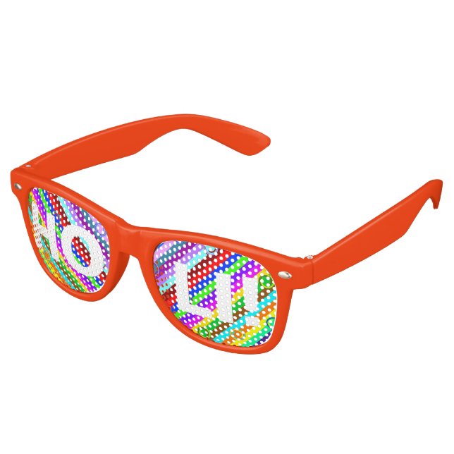 HOLI coloured Stripes Swirls pattern + your ideas Retro Sunglasses (Angled)