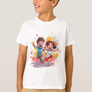 Holi - Colourful Jumping Kids T-Shirt