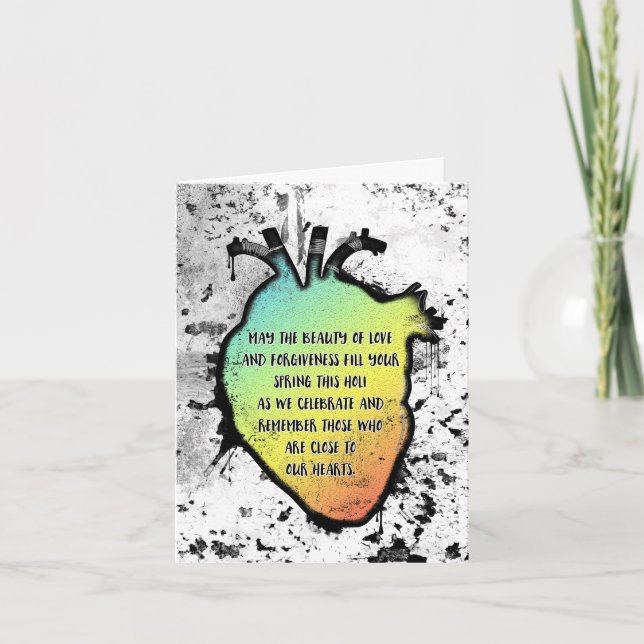 Holi Heart Festival of Love and Colour Holiday Card (Front)