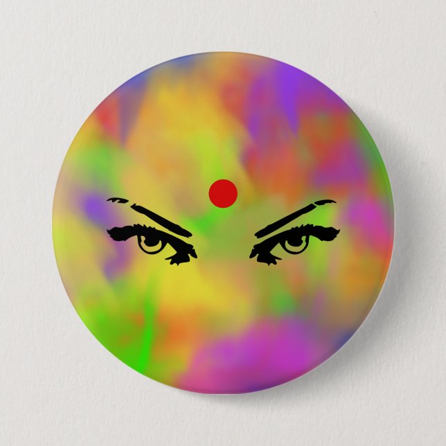 Holi Powder and Eyes 3 Inch Round Button (Front)