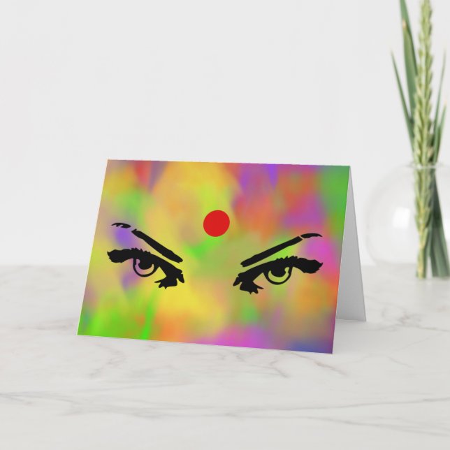 Holi Powder and Eyes Greeting Card (Front)