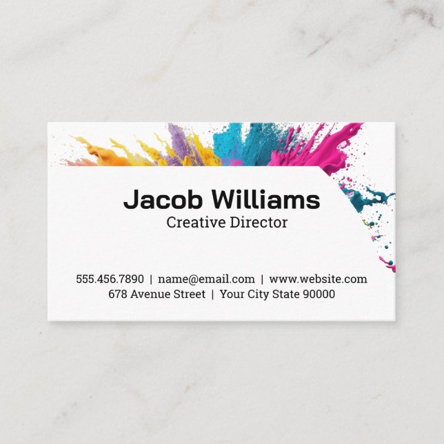 Holi Powder Colourful Splash Explosion Business Card (Front)