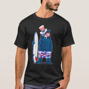 Holiday 365 Surf Bear 4th Of July American Flag Su T-Shirt