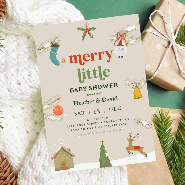 Holiday A Merry Little Baby Shower Invitation (Creator Uploaded)