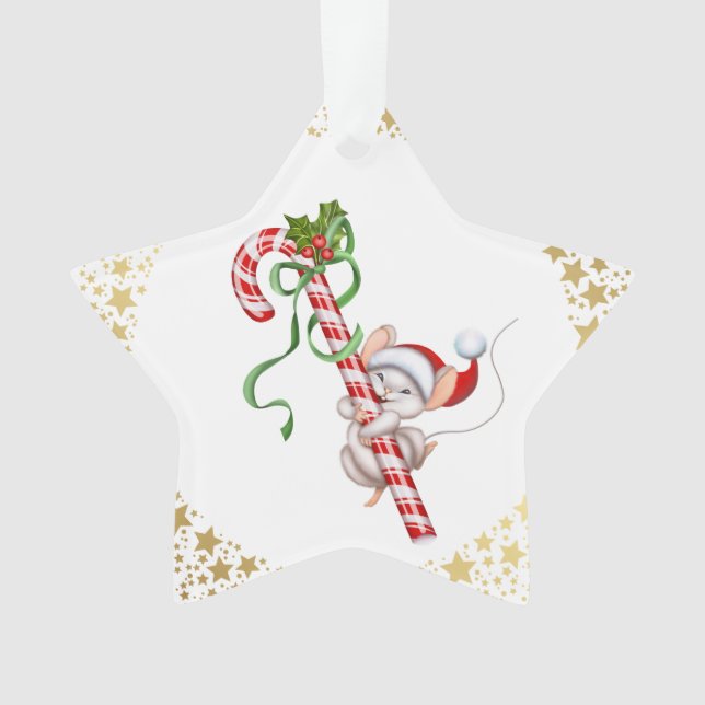 Holiday Acrylic Ornamnet-Santa Mouse Ornament (Front)