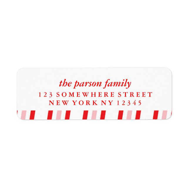 Holiday Address Label Candy Cane 4 (Front)