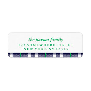 Holiday Address Label Navy Plaid