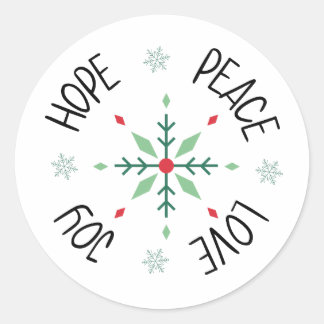 Holiday Advent Red & Green Snowflake Classic Round Sticker