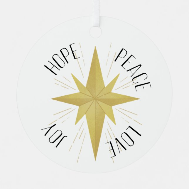 Holiday Advent Shining Star Metal Ornament (Front)
