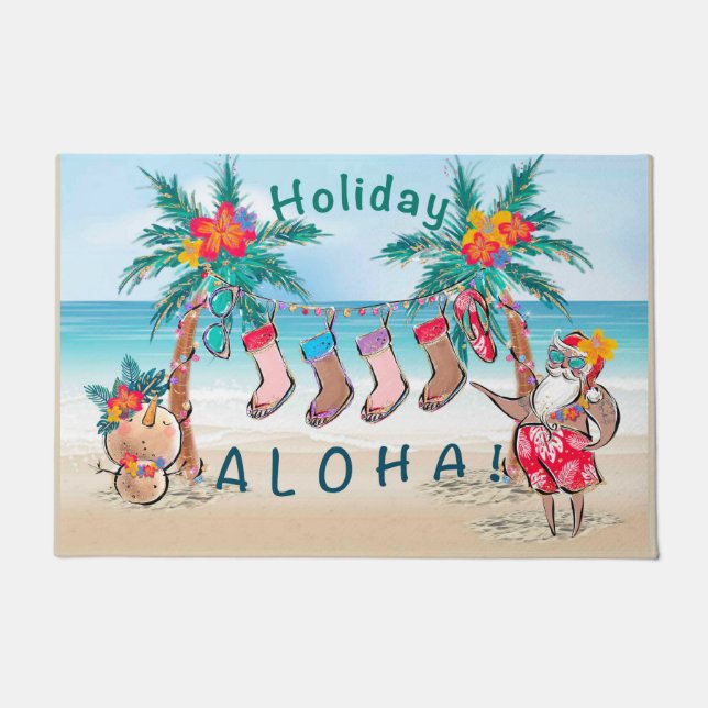 Holiday Aloha Welcome Mat (Front)