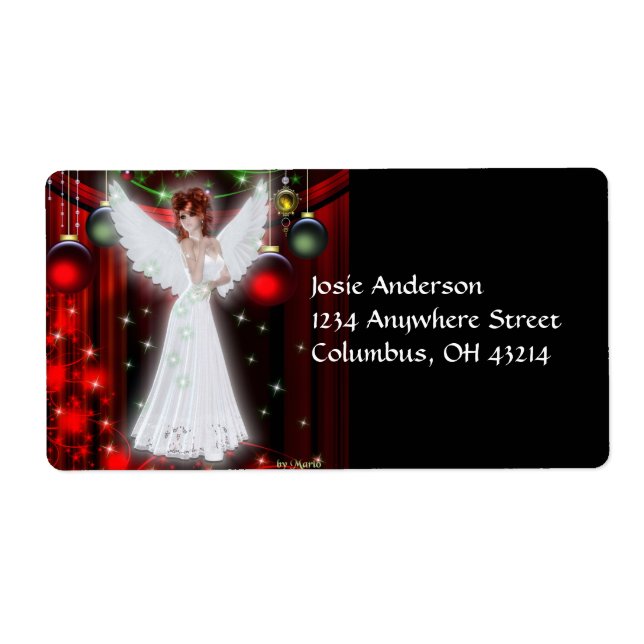 Holiday Angel Christmas Address Labels (Front)