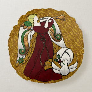Holiday Angel Round Pillow