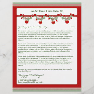 Holiday Annual Newsletter Letterhead: ornaments_2 Letterhead
