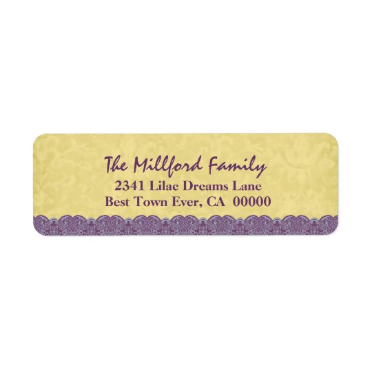 Holiday Antique Gold Coloured Printed Lace Family Return Address Label