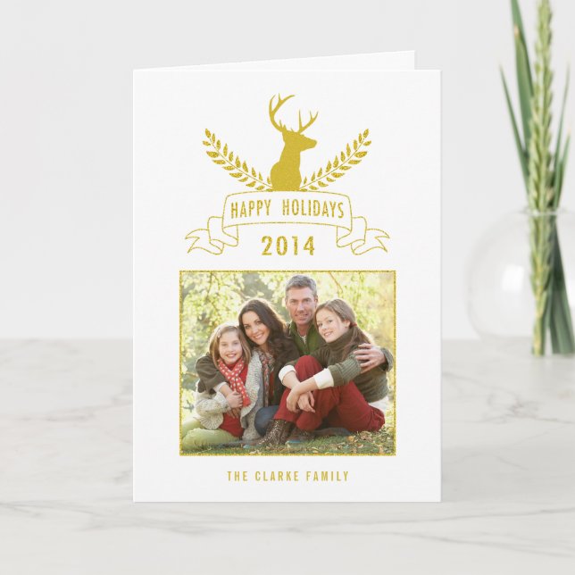 Holiday Antlers | Holiday Photo Greeting Card (Front)