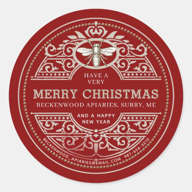 Holiday APIARY gift and product label Red (Front)