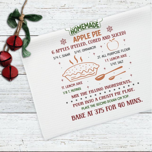 Holiday Apple Pie Recipe Christmas Kitchen Towel (Creator Uploaded)