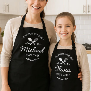 Holiday Apron Set for Mom and Girl/Boy