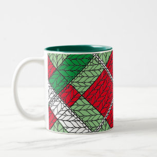 HOLIDAY ARGYLE KNIT Green Two-Tone Mug