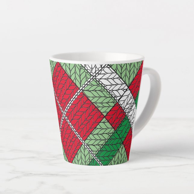 HOLIDAY ARGYLE KNIT Latte Mug (Right Angle)