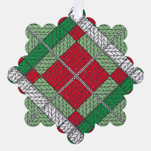 HOLIDAY ARGYLE KNIT Snowflake Paper Ornament Card