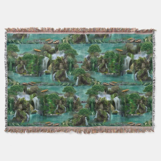 Holiday at the Magical Fantasy Lake Throw Blanket (Front)