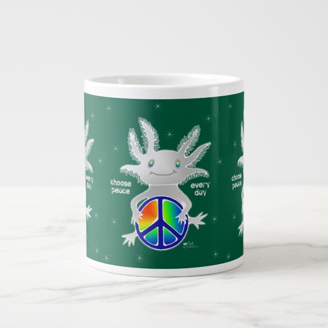 Holiday Axolotl w/Peace Sign Coffee Mug (Front)