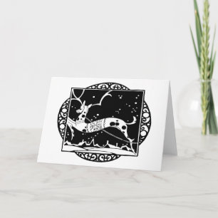 Holiday B&W Doily Deer Card